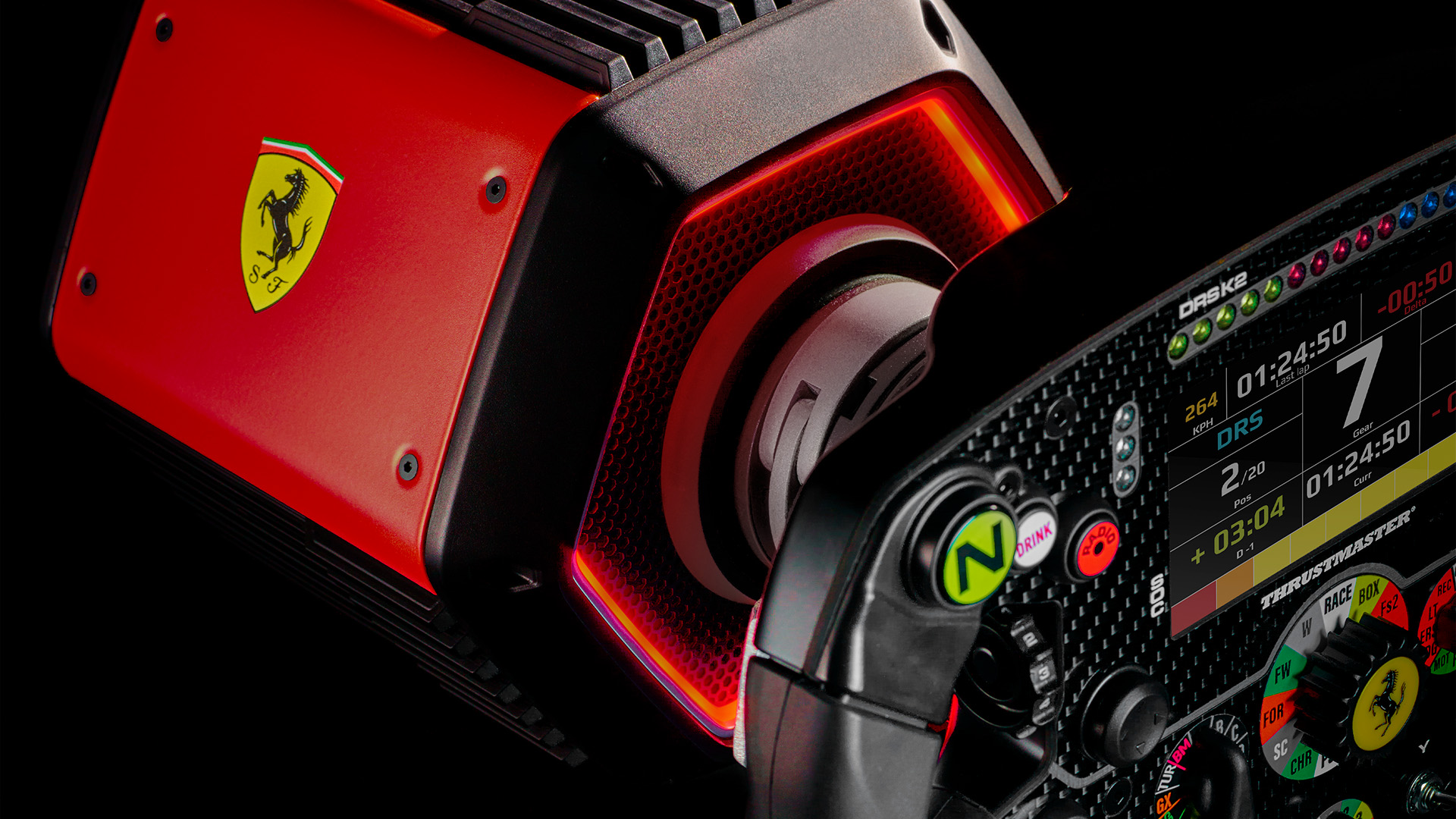 Picket konkurrenter adgang T818 Ferrari SF1000 Simulator: Thrustmaster's direct-drive racing wheel  proudly sporting the Scuderia Ferrari colors - Thrustmaster