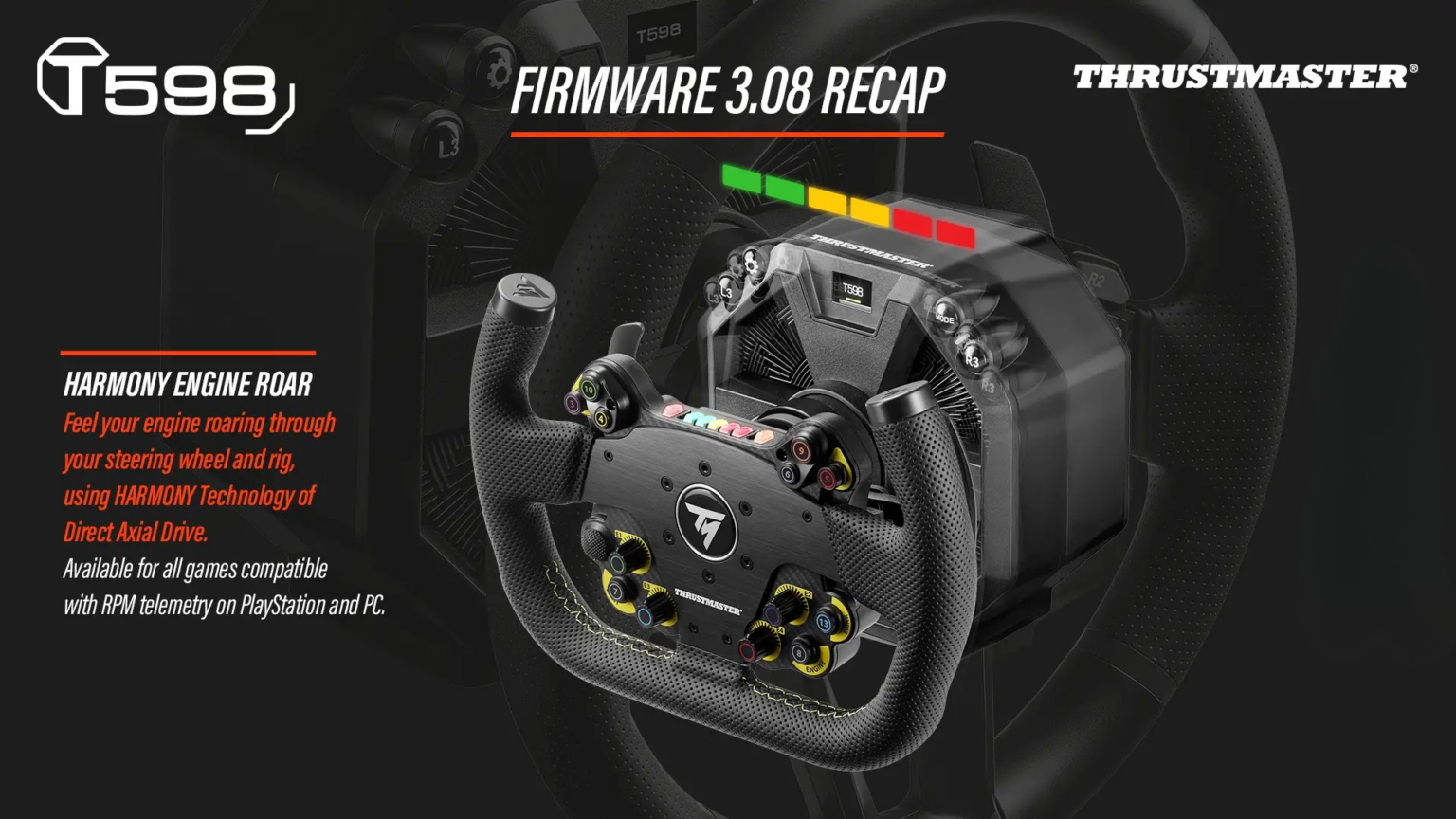 T598 Firmware Update: Engine Roar, Telemetry & UI Enhancements