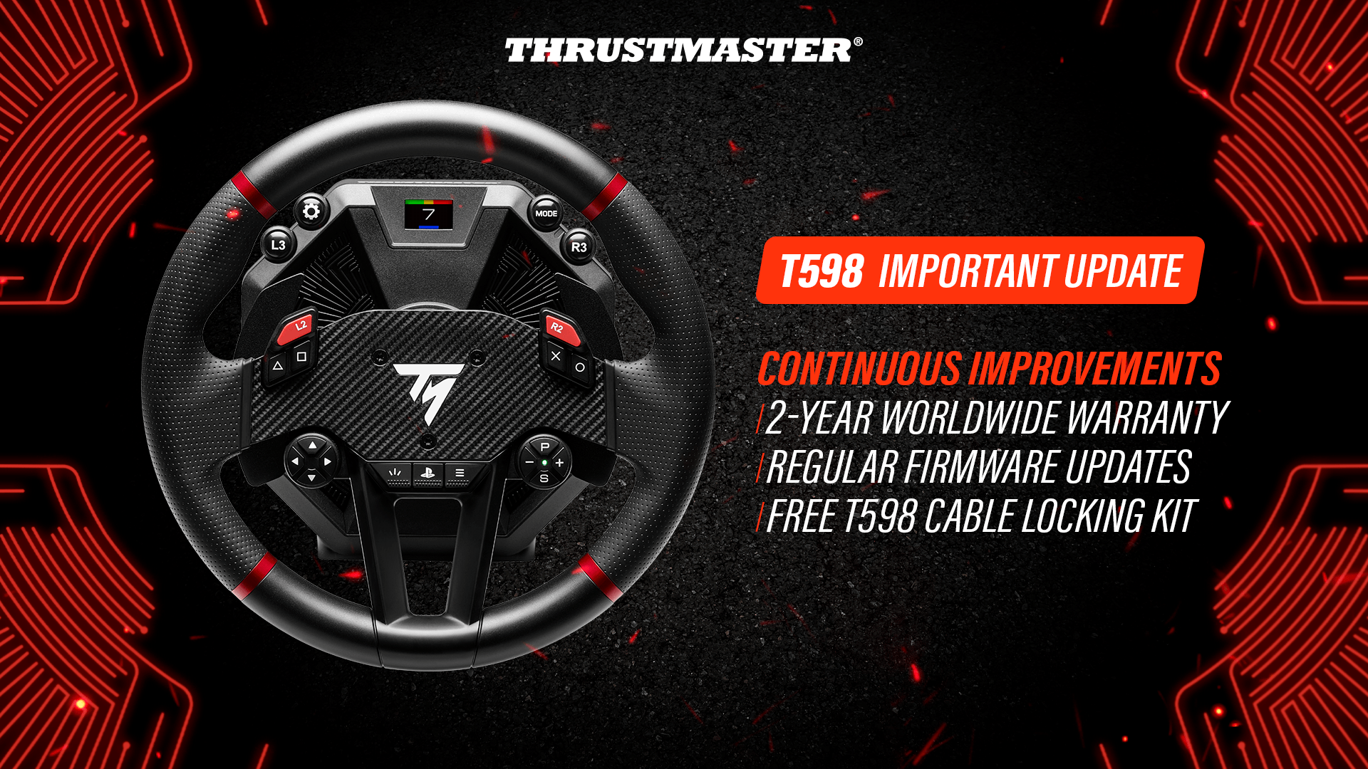 Continuous improvements to T598: 2-year warranty, firmware updates, and free Cable locking Kit
